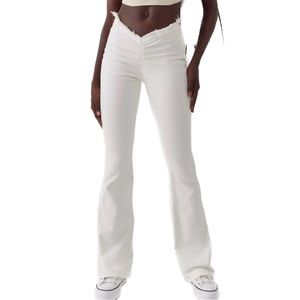 NWT Urban Outfitters BDG Y2K Jeans Ruched Flare White Denim Pants Sz 28/6